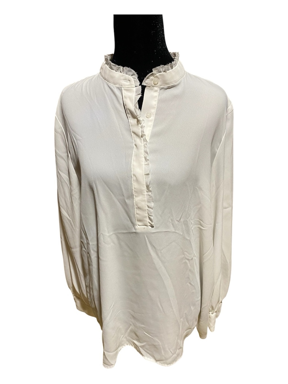 Simply Vera Vera Wang Cream Ruffle-Trim Popover Blouse